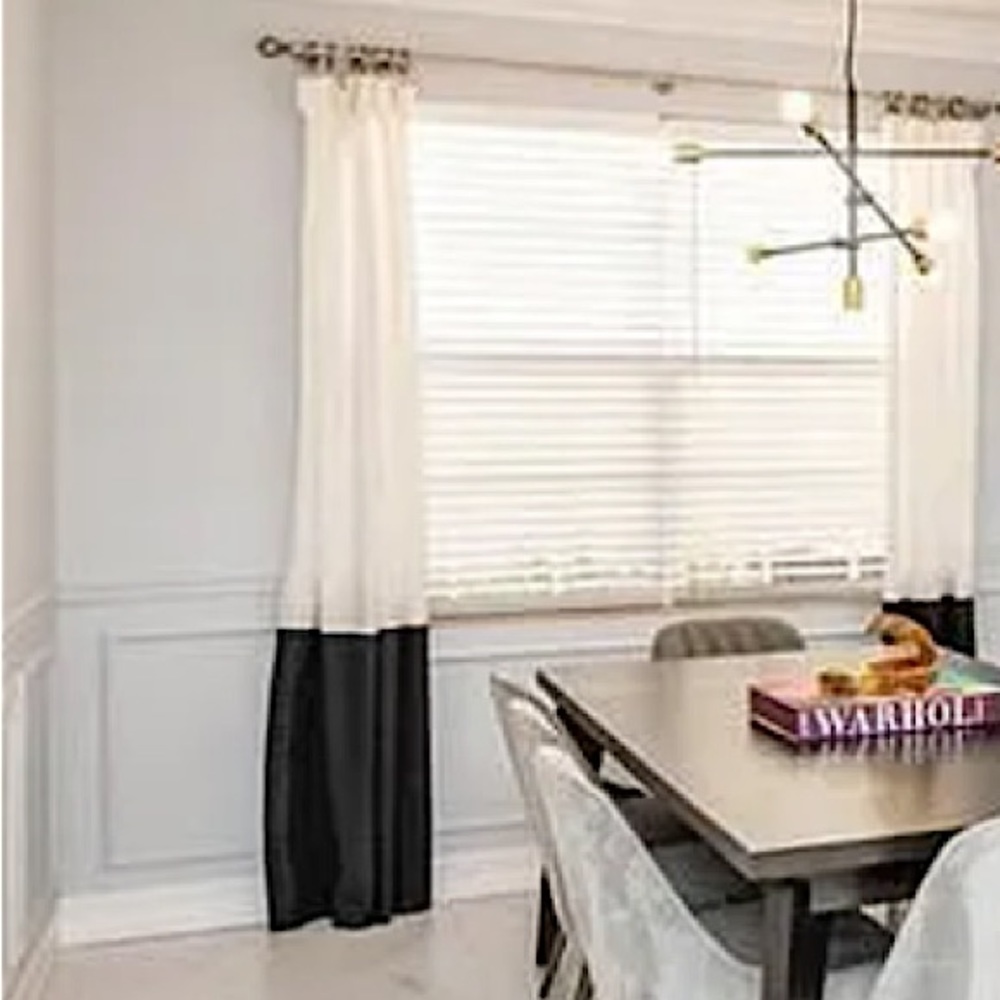 Black and white room darkening rod pocket curtain panel - 50X96 set of 2